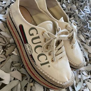 Authentic Gucci Cream GUCCI Signature Espadrilles